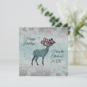 Dekorative Rentiere Weihnachtsschneeflocken Karte