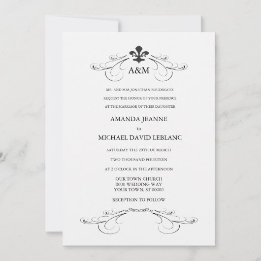 Dekorative Rolle-Lilie, die Einladungen Wedding (Vorderseite)