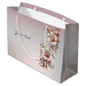 Dekorative rosa Blumen-Geschenktasche Große Geschenktüte (Rückseite Schrägansicht)