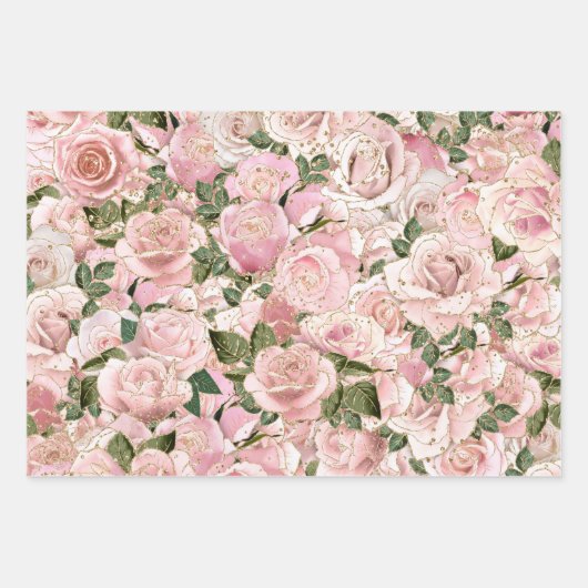 Dekorative Rosa-goldfarbene Rose Hintergrund Geschenkpapier Set (Vorderseite 2)