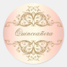 Dekorative Rose Gold Quinceanera Runder Aufkleber