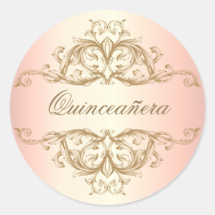 Dekorative Rose Gold Quinceanera Runder Aufkleber