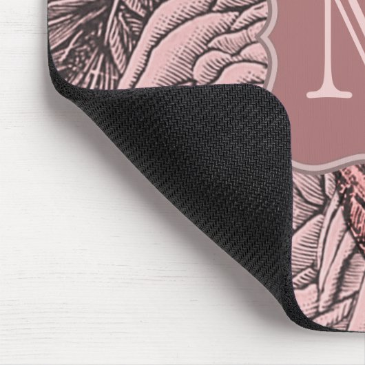 Dekorative Rose Rosa Monogramm Mousepad (Ecke)