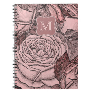 Dekorative Rose Rosa Monogramm Notizblock