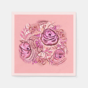 Dekorative Rosen und Spitzen Serviette
