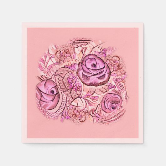 Dekorative Rosen und Spitzen Serviette (Vorderseite)