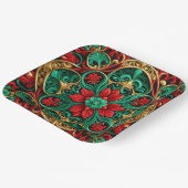 Dekorative Rot-Grün Weihnachtszeitung Plate Pappteller (Gewinkelt)