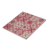 Dekorative rote Azulejo-Fliesen-Patchwork-Muster Fliese (Seite)