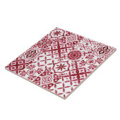 Dekorative rote Azulejo-Fliesen-Patchwork-Muster Fliese (Seite)