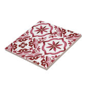 Dekorative rote Azulejo-Fliesen-Patchwork-Muster Fliese (Seite)