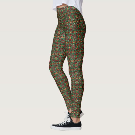 Dekorative rote grüne Feiertagsleggings Leggings (Links)