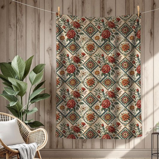 Dekorative Rote Rosen Tile Blanket Warme Touch Fleecedecke
