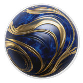 Dekorative Royal Blue Gold Paint Wave Keramikknauf (Vorderseite)