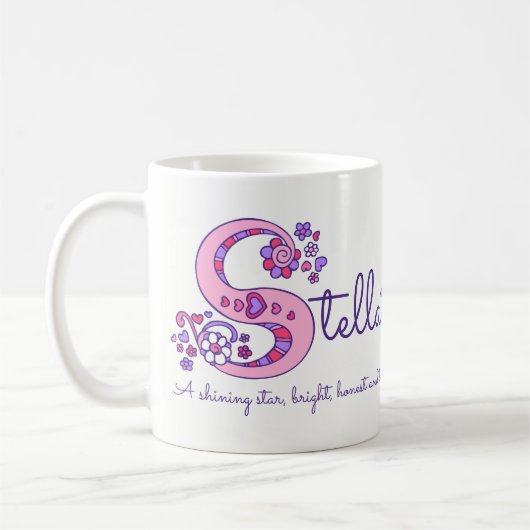 Dekorative S Monogramm-Tasse Stellanamensbedeutung Kaffeetasse (Links)