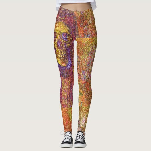 Dekorative Schädellegel Leggings (Vorderseite)