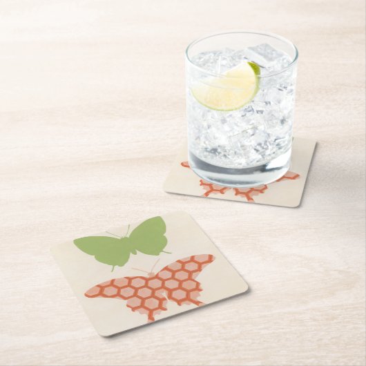 Dekorative Schmetterlings-Muster auf Rechteckiger Pappuntersetzer (Vor Ort)