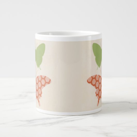 Dekorative Schmetterlingsmuster auf Cremehintergru Jumbo-Tasse (Vorderseite)