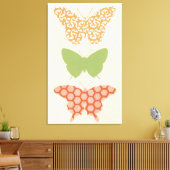 Dekorative Schmetterlingsmuster auf Cremehintergru Leinwanddruck (Insitu (Wohnzimmer))