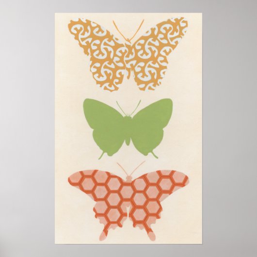 Dekorative Schmetterlingsmuster auf Cremehintergru Poster (Vorne)