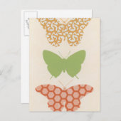 Dekorative Schmetterlingsmuster auf Cremehintergru Postkarte (Vorne/Hinten)