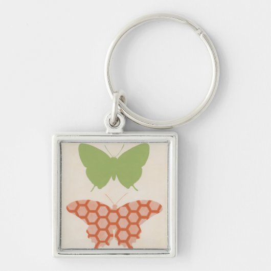 Dekorative Schmetterlingsmuster auf Cremehintergru Schlüsselanhänger (Vorne)