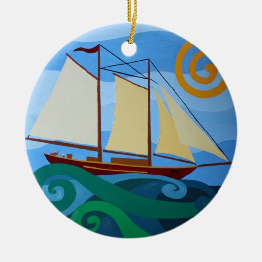 Dekorative Schooners Keramikornament (Vorne)