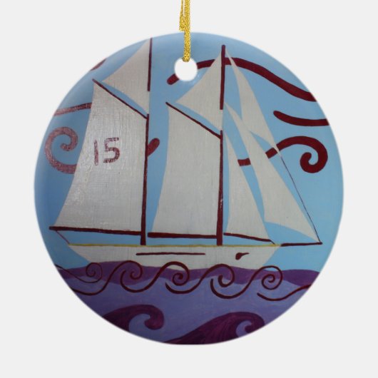 Dekorative Schooners Keramikornament (Hinten)