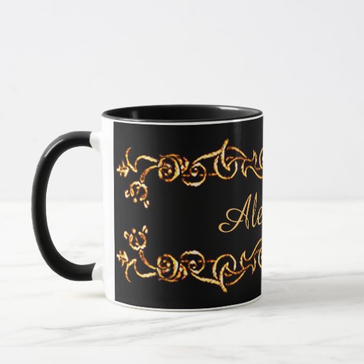 Dekorative Schwarz/Golden Tasse mit Ihrem Namen (Links)