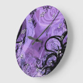Dekorative Schwarz-Lila Pattern Wand-Uhr Große Wanduhr (Winkel)
