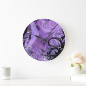 Dekorative Schwarz-Lila Pattern Wand-Uhr Große Wanduhr (Zuhause)