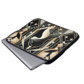 Dekorative Schwarze Katze Abstrakter Laptop-Sieb Laptopschutzhülle (Vorne Knopf)