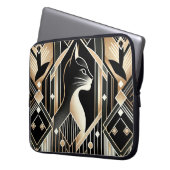 Dekorative Schwarze Katze Abstrakter Laptop-Sieb Laptopschutzhülle (Vorderseite Links)