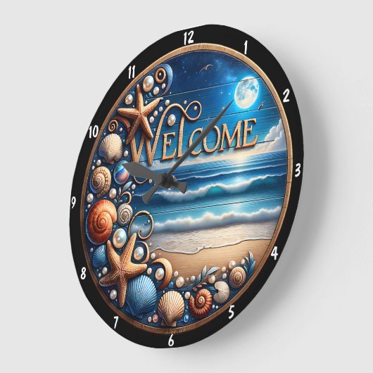 Dekorative Seashell Starfish Beach Ocean Design Große Wanduhr (Winkel)