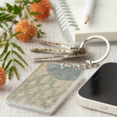 Dekorative Silber Tapestyle-Blumenarrangements Schlüsselanhänger (Vorderseite rechts)