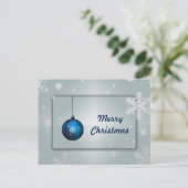 Dekorative Silver Snow Blue Ball Frohe Weihnachten (Stehend Vorderseite)