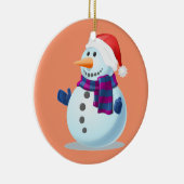 Dekorative Snowmen Santa Claus Orange Green Keramikornament (Rechts)