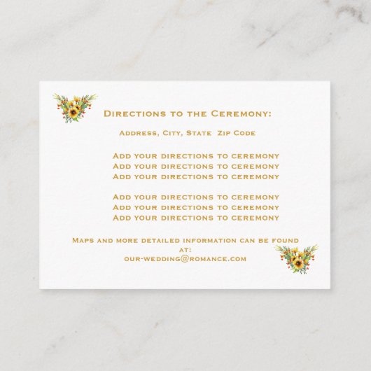 Dekorative Sommerhochzeit-Blume Begleitkarte (Rückseite)