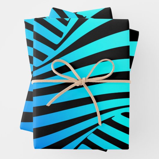 Dekorative Spiralen, abstrakte Linien, blau schwar Geschenkpapier Set (Beispiel)