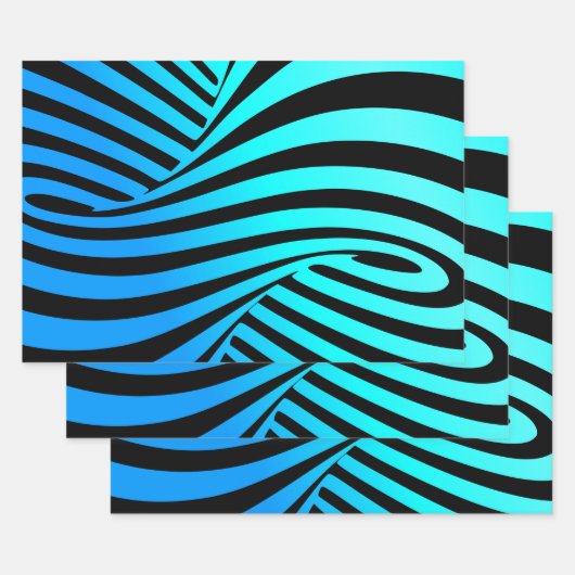 Dekorative Spiralen, abstrakte Linien, blau schwar Geschenkpapier Set (Set)