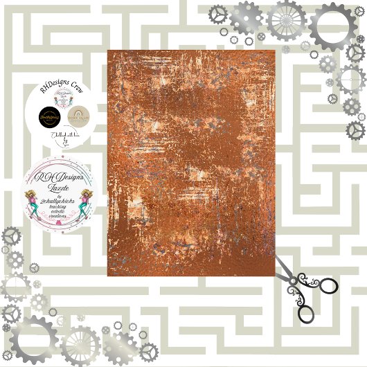 Dekorative Steampunk-Rost-Optik Seidenpapier