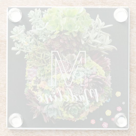 Dekorative Sukkuline Glasuntersetzer (Rückseite)