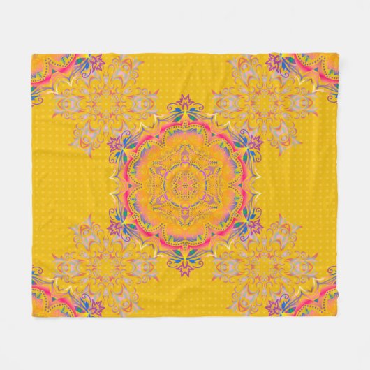 Dekorative Symmetrie Arabesque. Beige, rosa und ge Fleecedecke (Vorderseite (Horizontal))