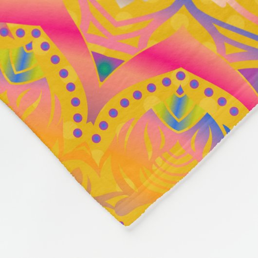 Dekorative Symmetrie Arabesque. Beige, rosa und ge Fleecedecke (Ecke)