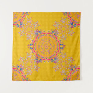 Dekorative Symmetrie Arabesque. Beige, rosa und ge Wandteppich