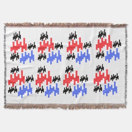 dekorative Tagesdecke rote und blaue Pixel; Decke (Vorderseite)