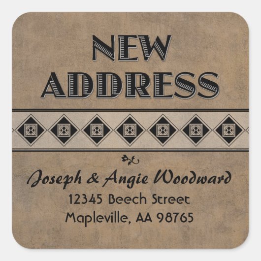 Dekorative Tan Custom New Address Stickers (Vorderseite)