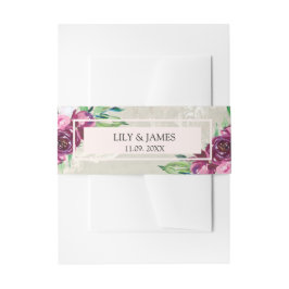 Dekorative Taube Hochzeit mit Grau, Wein und Rosen Einladungsbanderole