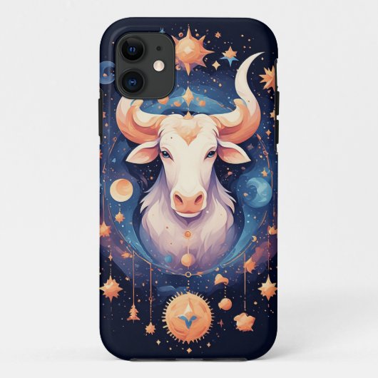 Dekorative Taurus Zodiac Illustration Case-Mate iPhone Hülle (Rückseite)
