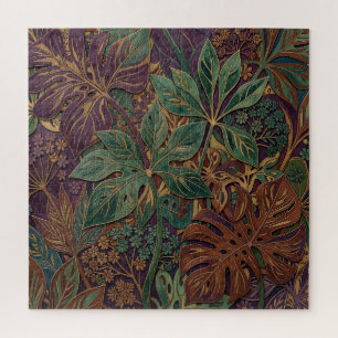 Dekorative tropische Monstera-Blätter Purpurgrün Puzzle