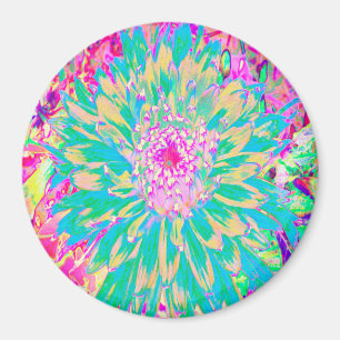 Dekorative Türkisgrüne und Heißrosa Dahlienblüte Magnet